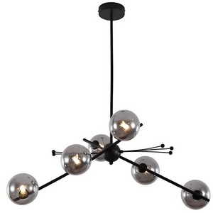 Потолочная люстра на штанге DeLight Collection 9303P-6 black/smoky