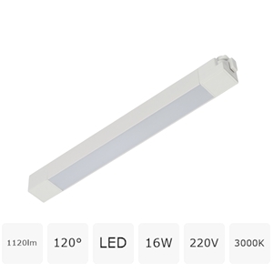 Трековый однофазный светодиодный светильник 16W 220V MyFar Лайнс MT0110-16W3K-W