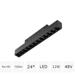 Трековый светодиодный светильник 48V магнитный MyFar ФлоуПоинт MT0211-12W4K-B