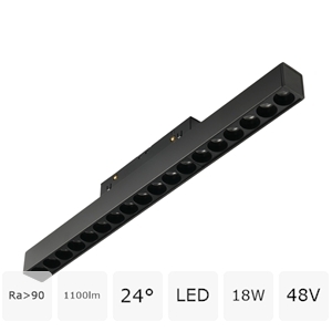 Трековый светодиодный светильник 48V магнитный MyFar ФлоуПоинт MT0211-18W3K-B