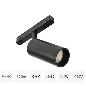 Трековый светодиодный светильник 48V магнитный MyFar Рэй MT0220-12W3K-B