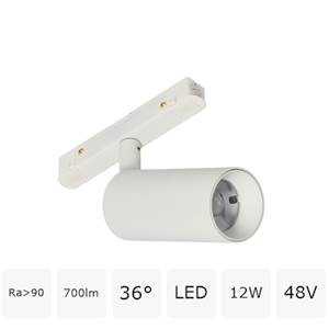 Трековый магнитный светодиодный светильник 12W 48V MyFar Рэй MT0220-12W4K-W