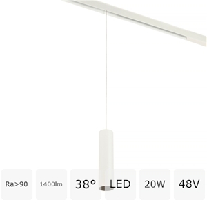 Трековый магнитный светодиодный светильник 20W 48V 3000-4000-6500K MyFar Рэй MT0221-20W3K-S-W
