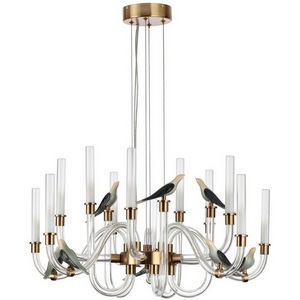 Люстра led подвесная с белым плафоном Odeon Light Lark 5431/30L золотой(под латунь)/белый градиент/беж./зеленый/ металл/стекло/керамика LED 30W 4000K