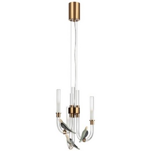 Подвесной светильник с золотой арматурой Odeon Light Lark 5431/6L золотой(под латунь)/белый градиент/беж./зеленый/ металл/стекло/керамикаLED 6W 4000K