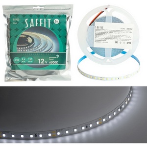 Лента светодиодная Saffit SST02 55242 120SMD(2835)/м 9.6Вт/м 12V 5000*8*1.22мм 6500К, IP20