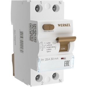 Устройство защитного отключения 1P+N 25A 30 mA type А 6 кА Werkel W812P256