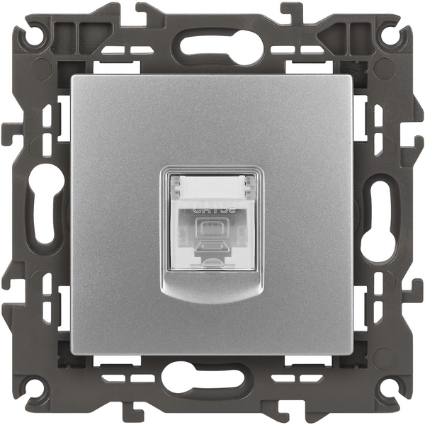 Розетка встраиваемая Ethernet RJ-45 (алюминий) ЭРА 14-3107-03  фото