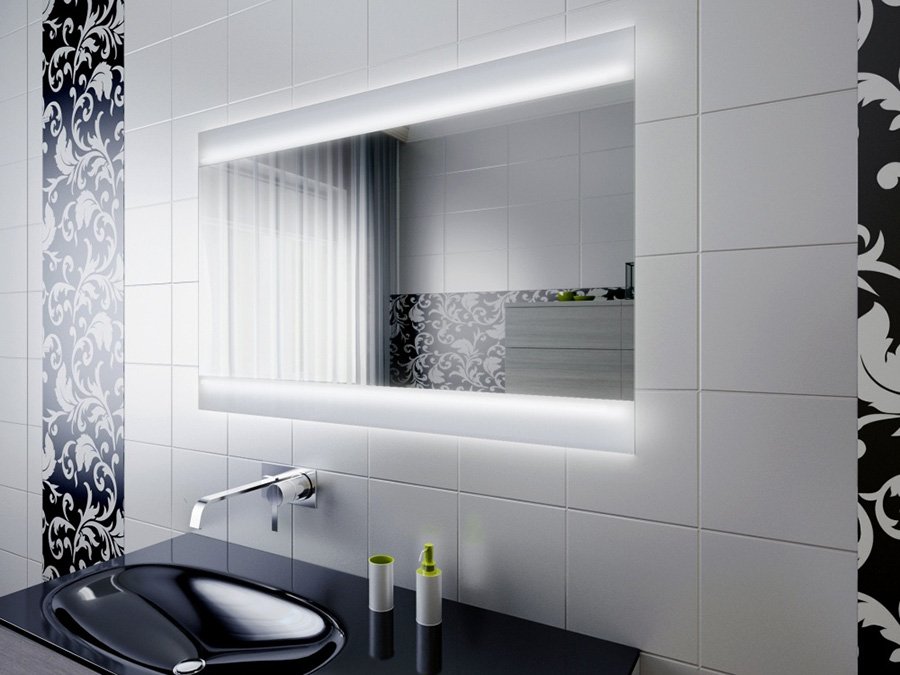 Iluminación de espejo de baño futurista